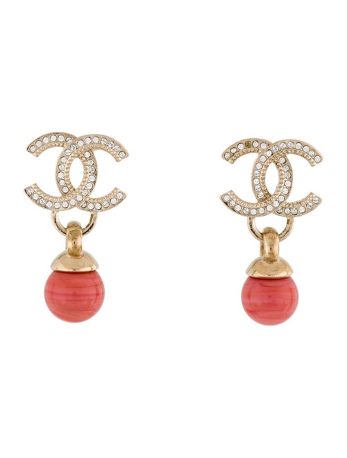 Chanel 2022 Resin & Stras CC Drop Earrings