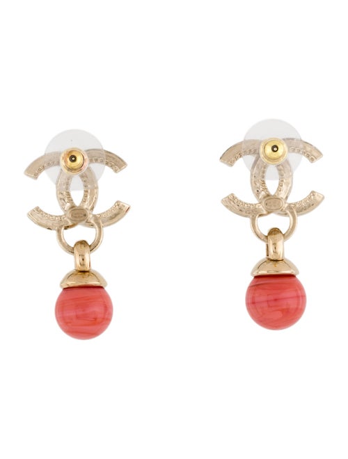 Chanel 2022 Resin & Stras CC Drop Earrings