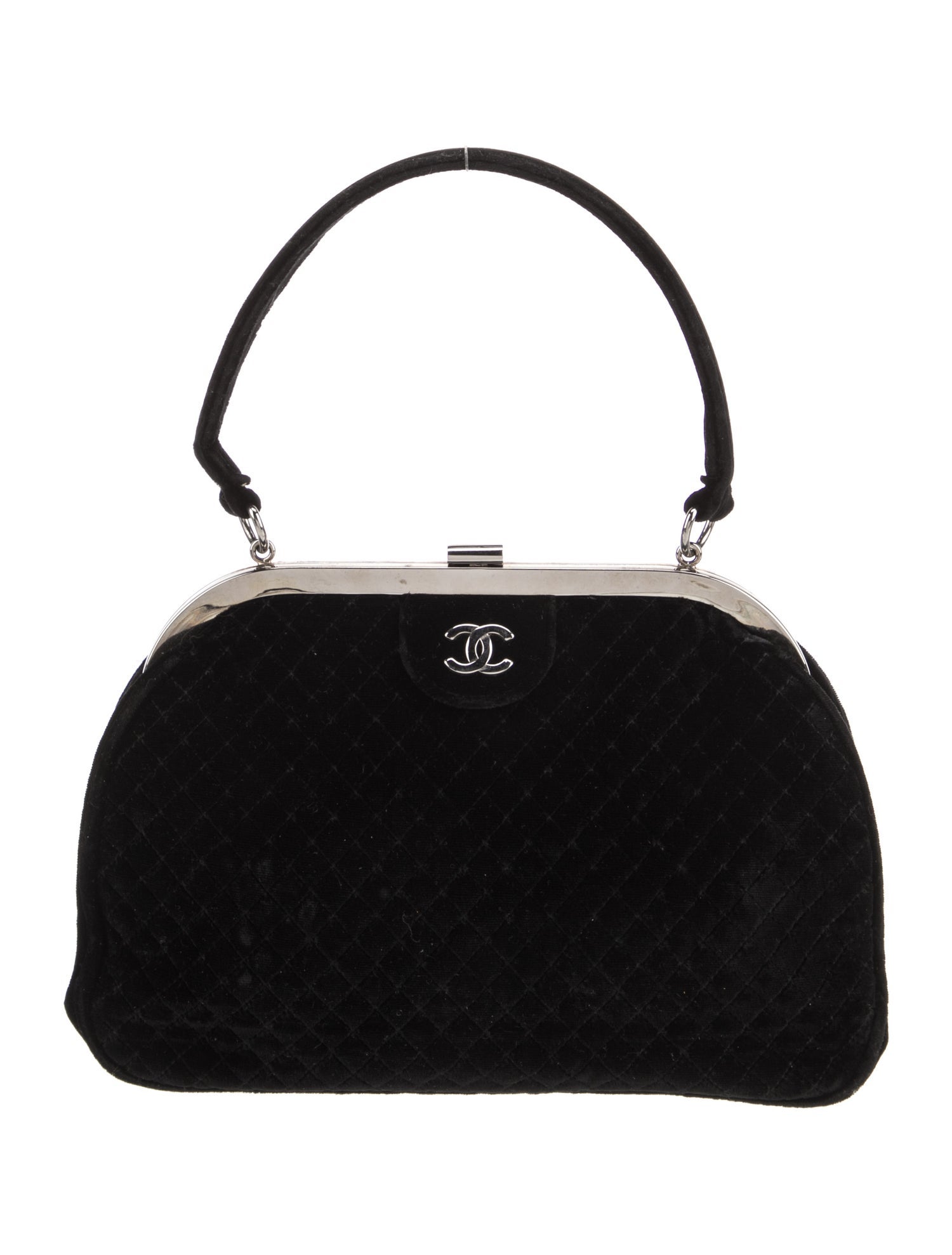 Chanel Quilted Velvet CC Frame Bag