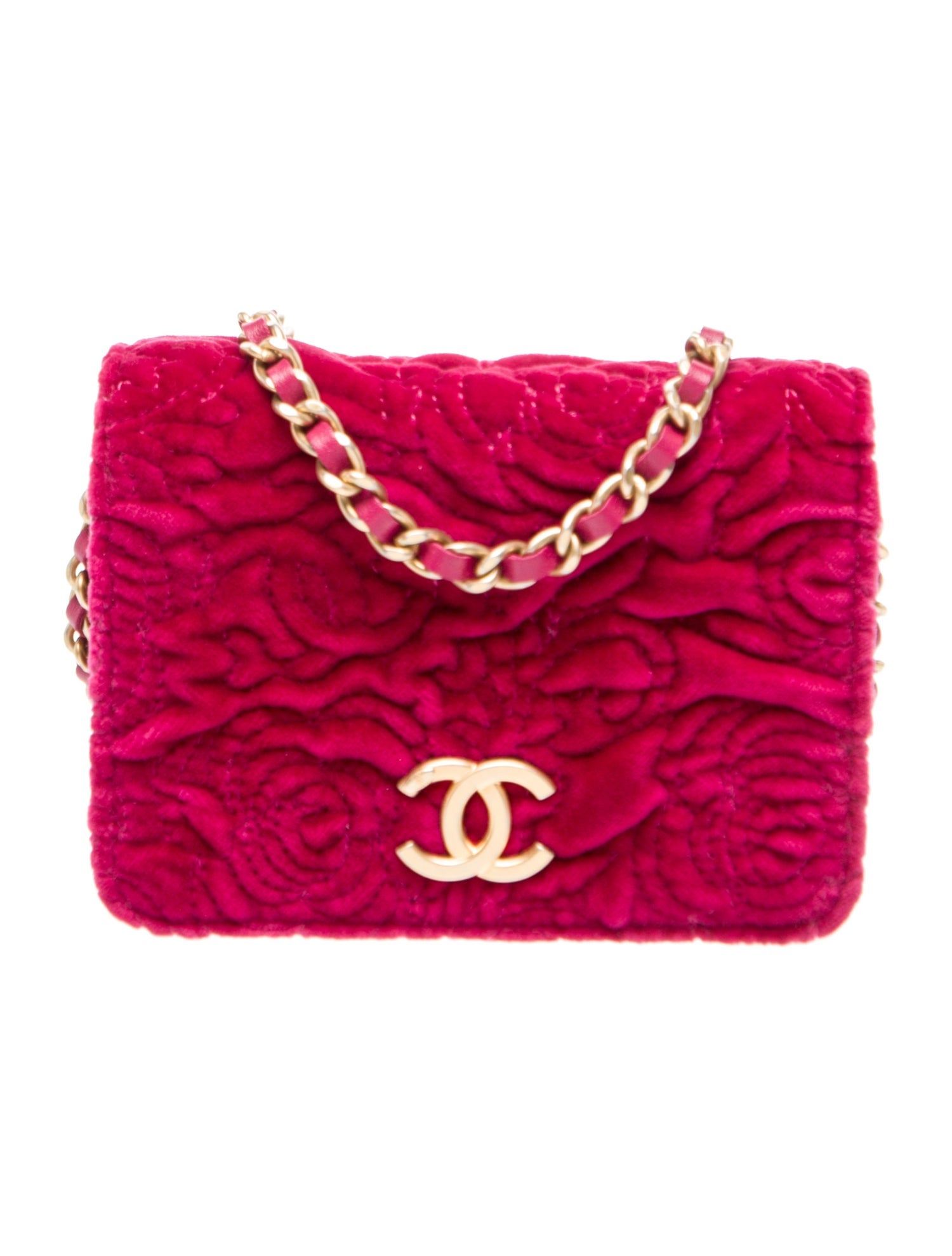 Chanel Velvet Camellia Coin Purse w/ Chain w/Tags