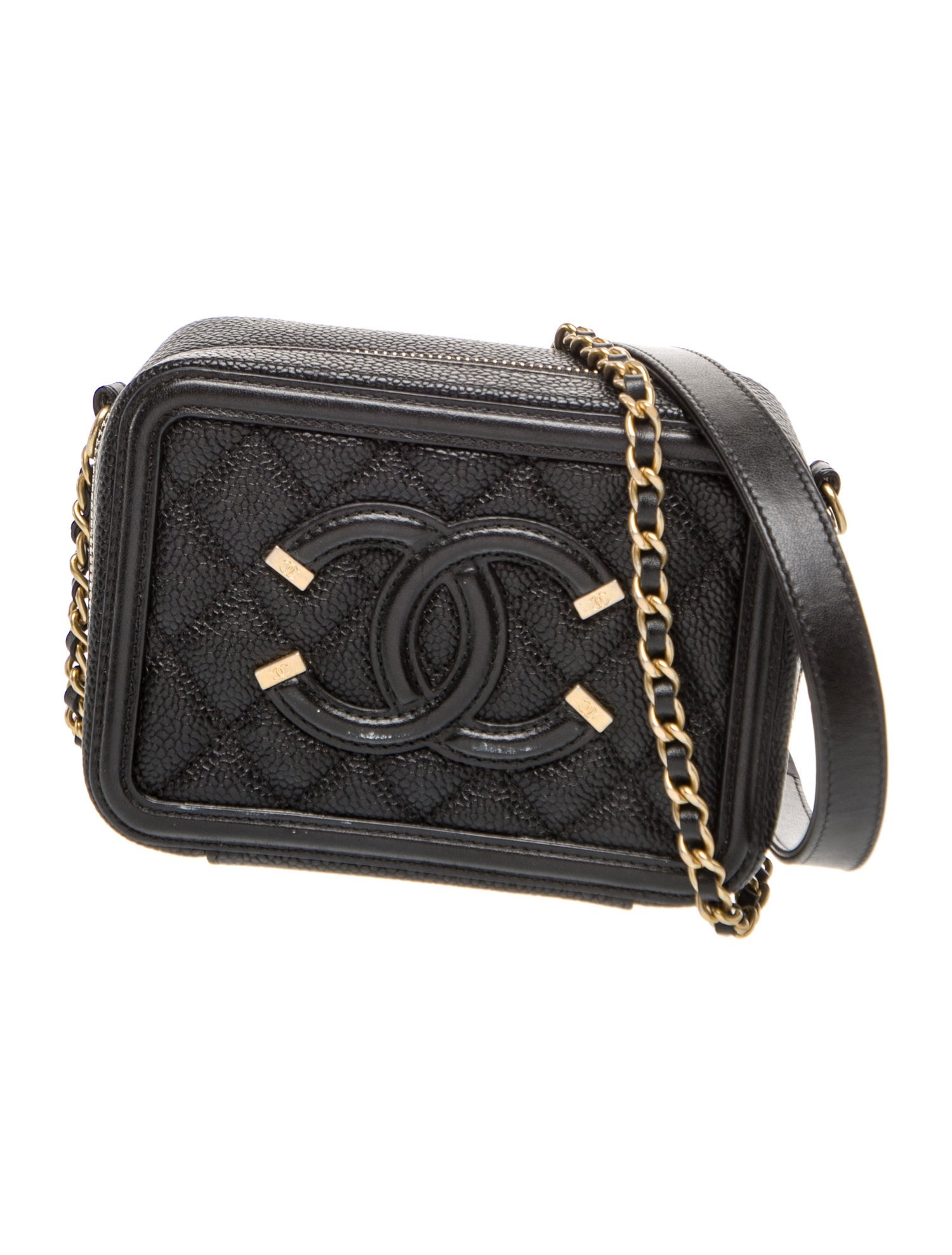 Chanel Mini Filigree Vanity Clutch w/ Chain