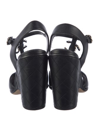 Chanel Interlocking CC Logo Leather T-Strap Sandals
