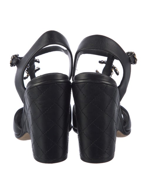 Chanel Interlocking CC Logo Leather T-Strap Sandals