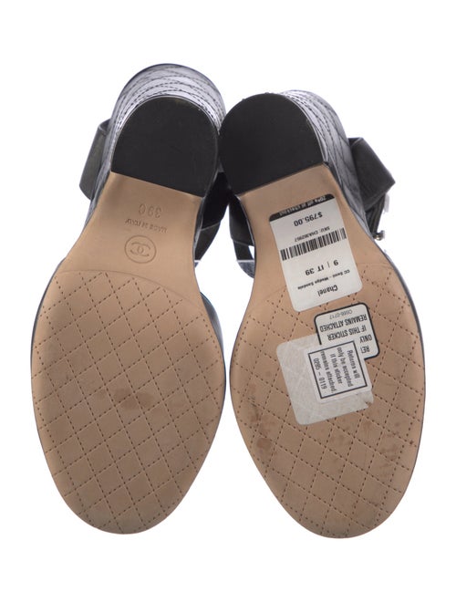 Chanel Interlocking CC Logo Leather T-Strap Sandals