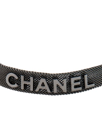 Chanel 'CHANEL' Mesh Choker Necklace