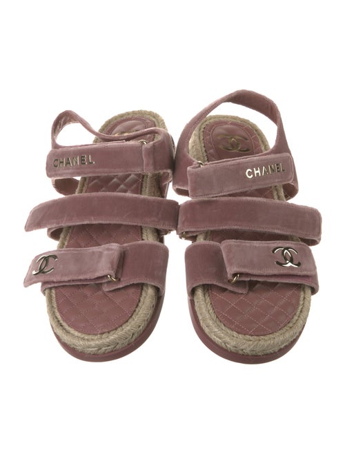 Chanel Interlocking CC Logo Velvet Espadrilles