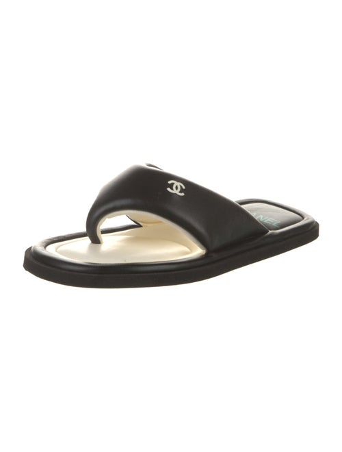 Chanel Interlocking CC Logo Leather Slides