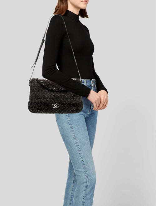 Chanel Tweed Maxi Single Flap Bag