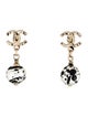 Chanel Faux Pearl Paint Splatter CC Drop Earrings