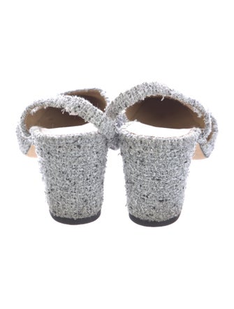 Chanel Interlocking CC Logo Tweed Slingback Pumps