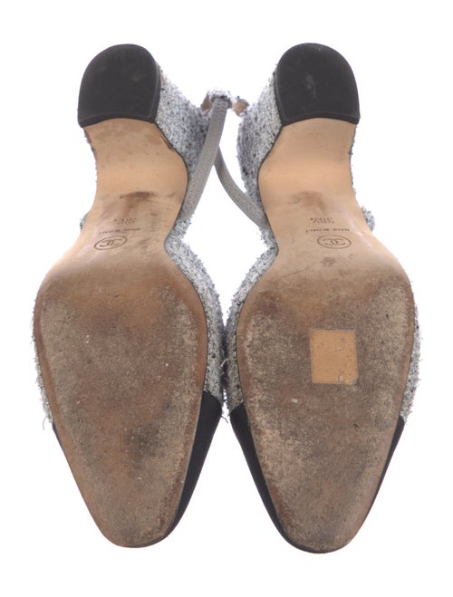 Chanel Interlocking CC Logo Tweed Slingback Pumps