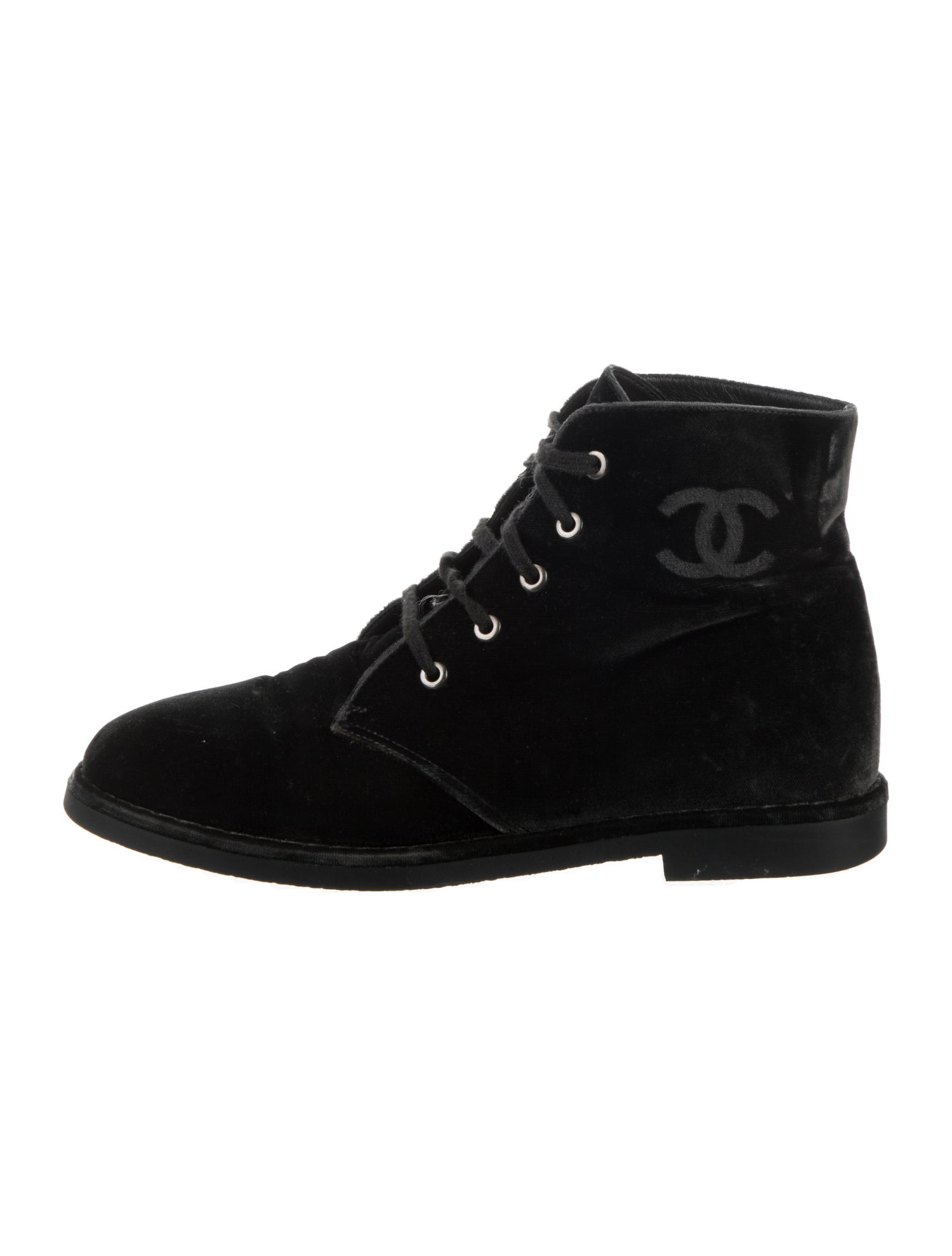 Chanel 2017 Interlocking CC Logo Lace-Up Boots