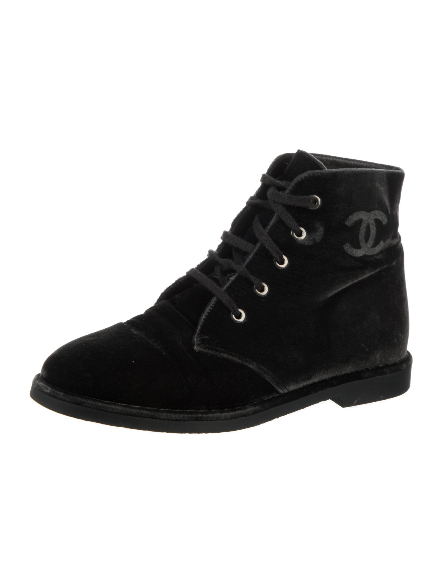 Chanel 2017 Interlocking CC Logo Lace-Up Boots