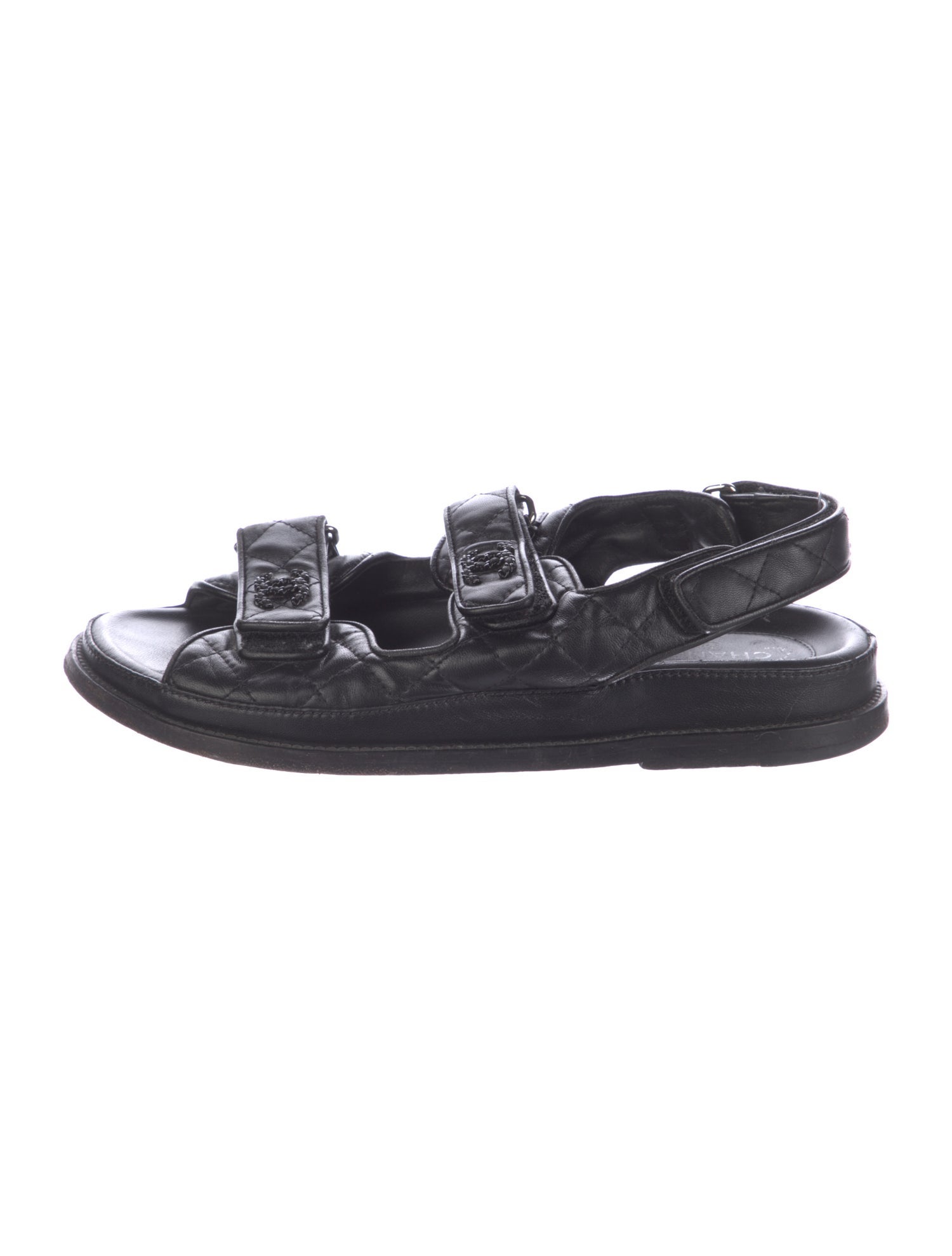 Chanel Interlocking CC Logo Leather Sandals