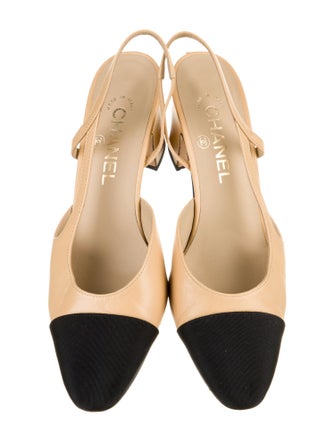 Chanel Leather Colorblock Pattern Slingback Pumps