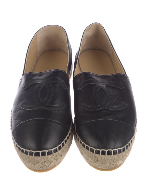 Chanel Interlocking CC Logo Leather Espadrilles