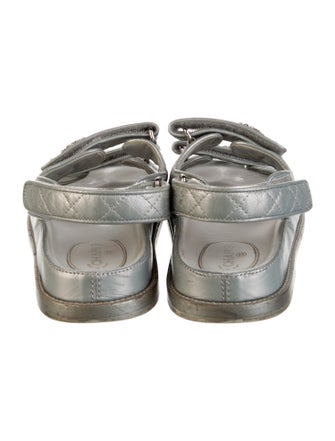 Chanel Interlocking CC Logo Leather Slingback Sandals