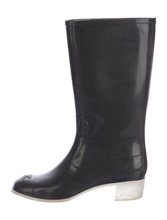 Chanel Interlocking CC Logo Rubber Rain Boots