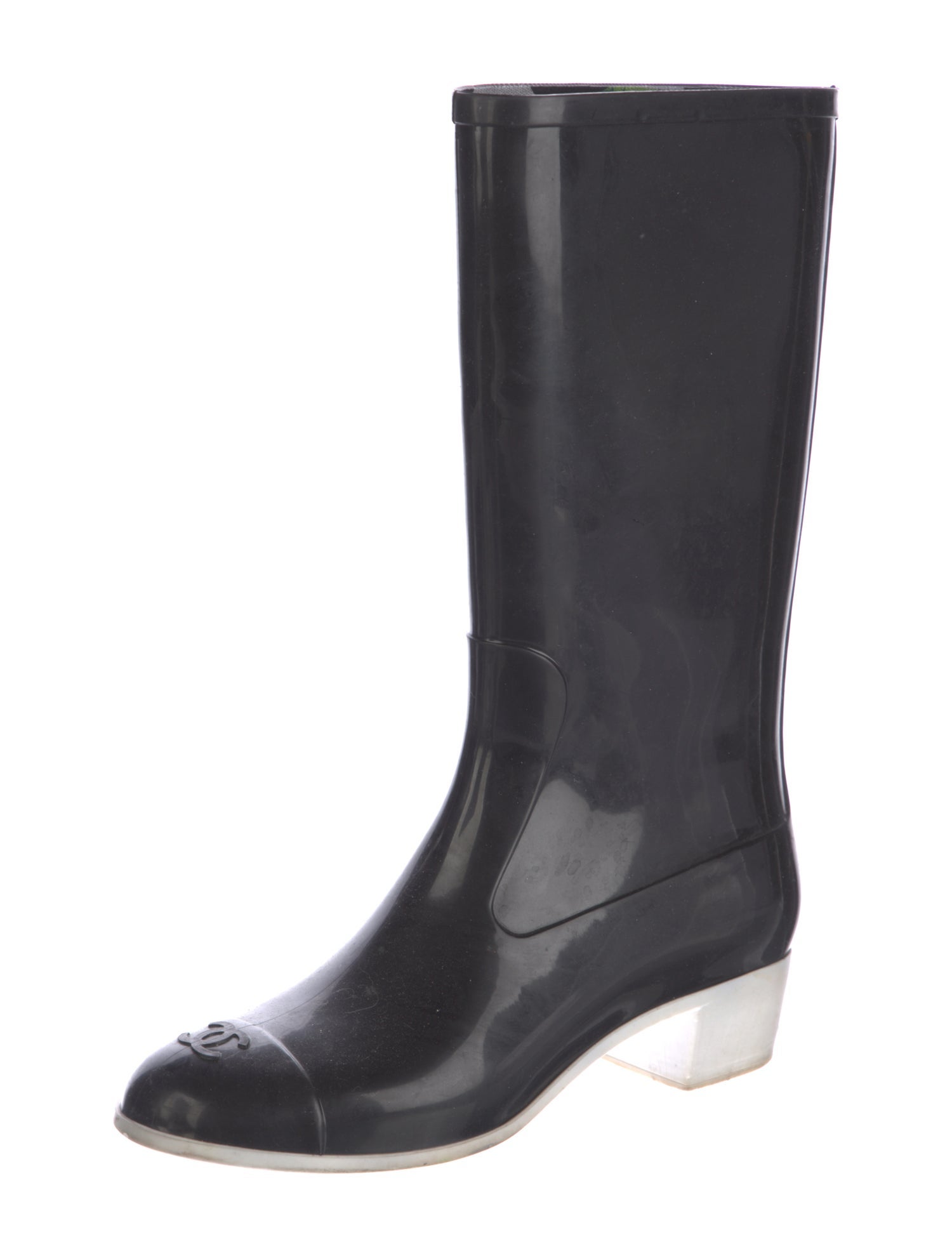 Chanel Interlocking CC Logo Rubber Rain Boots
