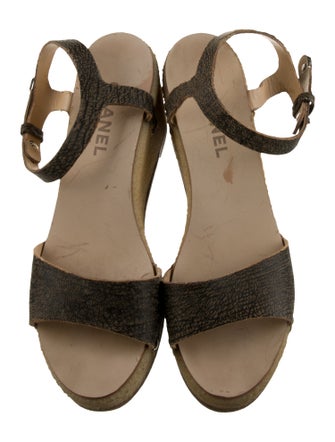 Chanel Interlocking CC Logo Leather Sandals