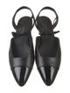 Chanel Interlocking CC Logo Leather Slingback Flats