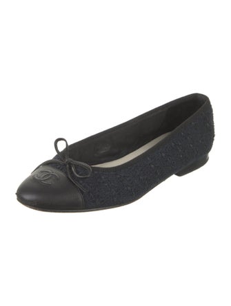 Chanel Interlocking CC Logo Tweed Ballet Flats