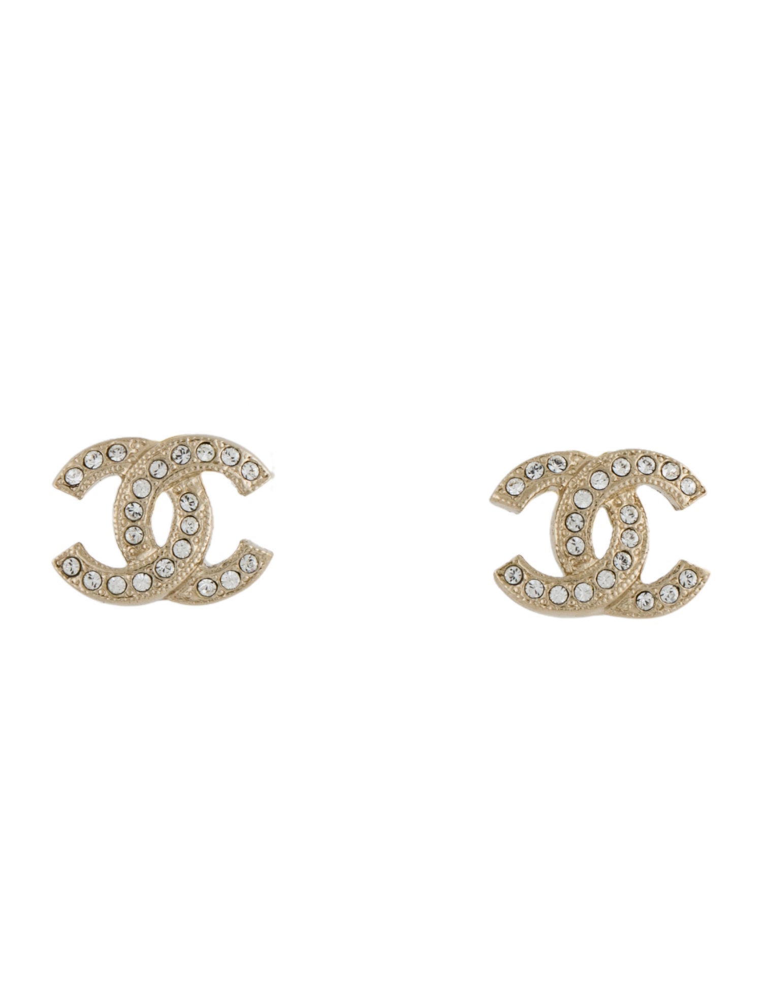 Chanel 2022 Strass CC Stud Earrings