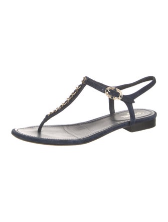 Chanel 2020 Interlocking CC Logo T-Strap Sandals