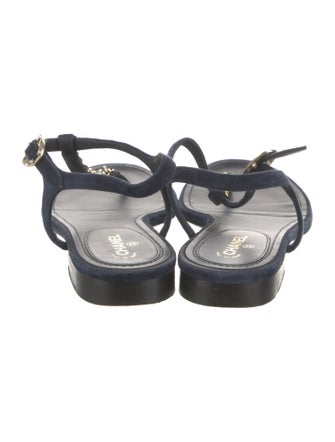Chanel 2020 Interlocking CC Logo T-Strap Sandals
