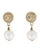 Chanel Faux Pearl CC Drop Earrings