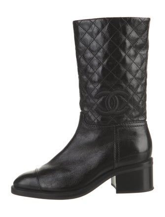 Chanel Interlocking CC Logo Leather Boots