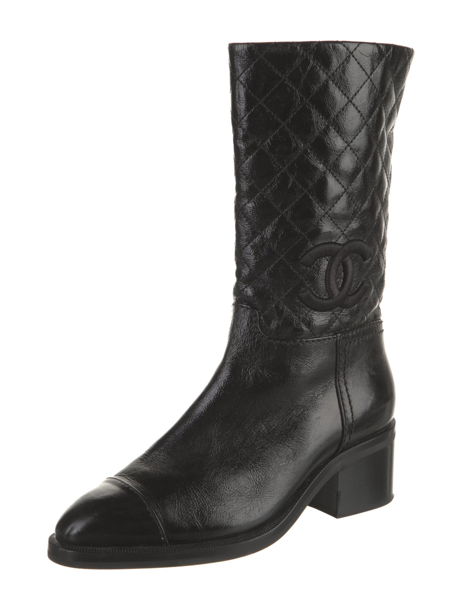 Chanel Interlocking CC Logo Leather Boots