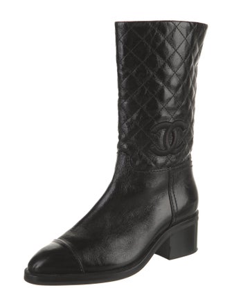 Chanel Interlocking CC Logo Leather Boots