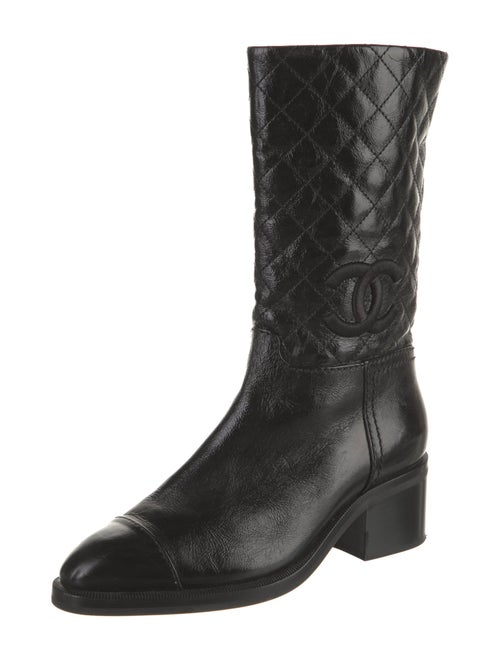 Chanel Interlocking CC Logo Leather Boots