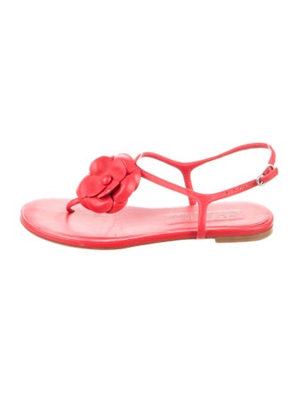 Chanel Interlocking CC Logo Leather T-Strap Sandals