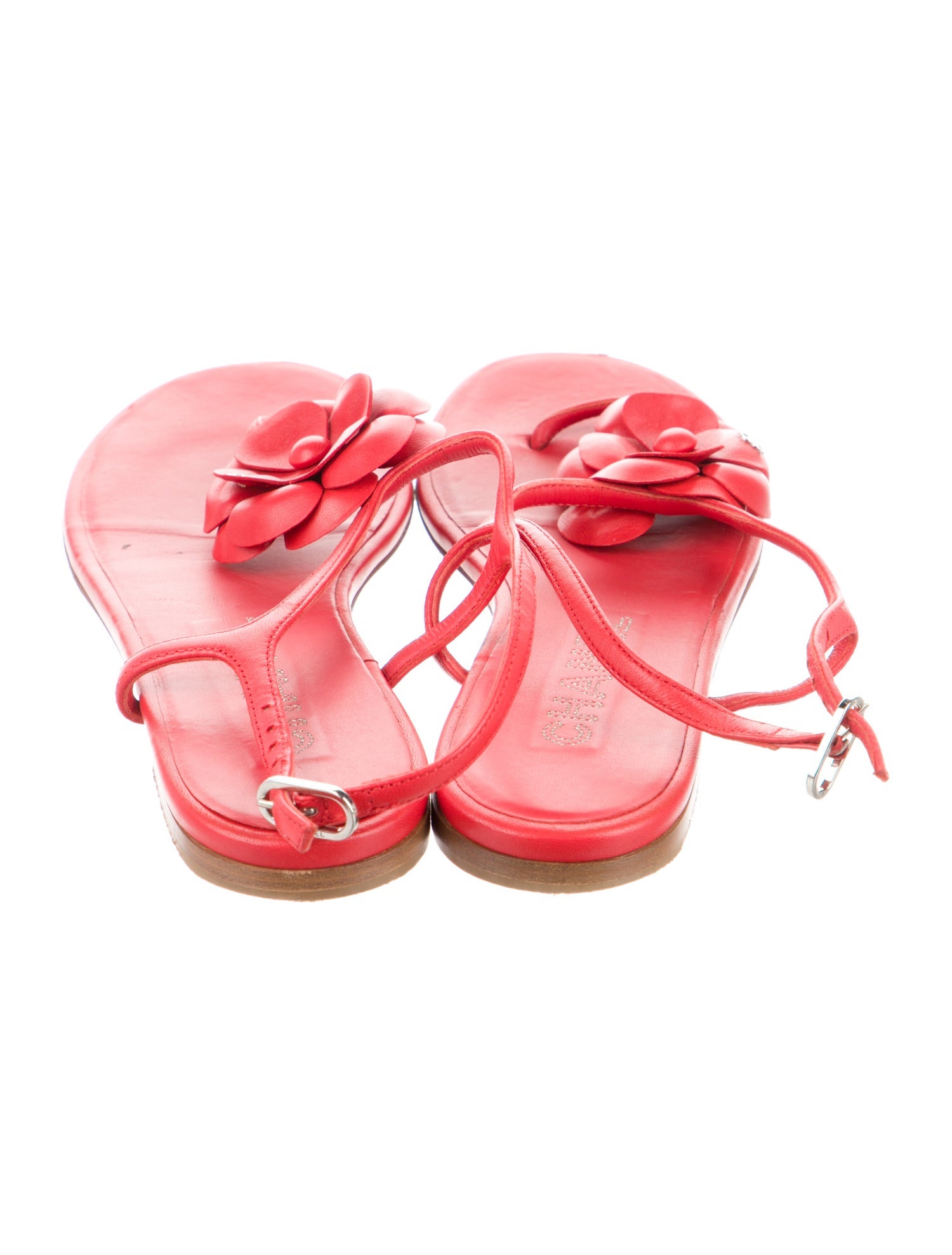 Chanel Interlocking CC Logo Leather T-Strap Sandals