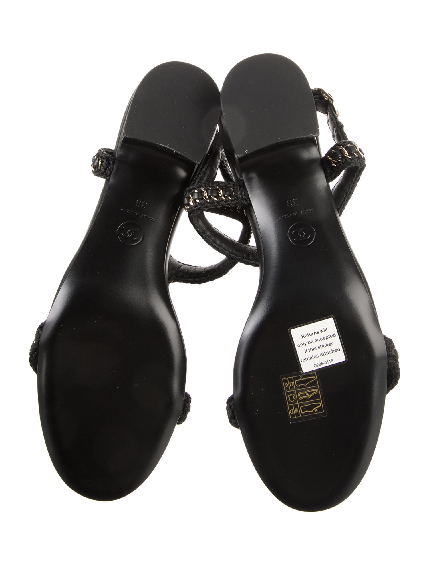 Chanel 2022 Interlocking CC Logo T-Strap Sandals