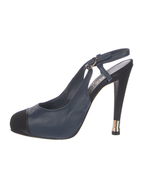 Chanel Interlocking CC Logo Leather Slingback Pumps