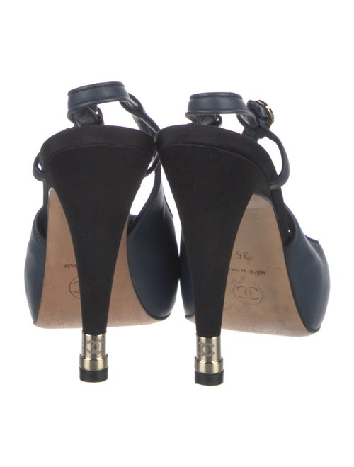 Chanel Interlocking CC Logo Leather Slingback Pumps