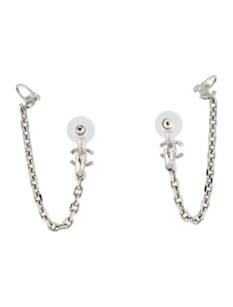 Chanel Strass CC Chain Link Ear Cuff Earrings