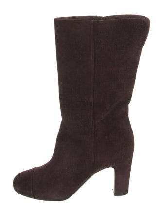 Chanel Interlocking CC Logo Suede Boots