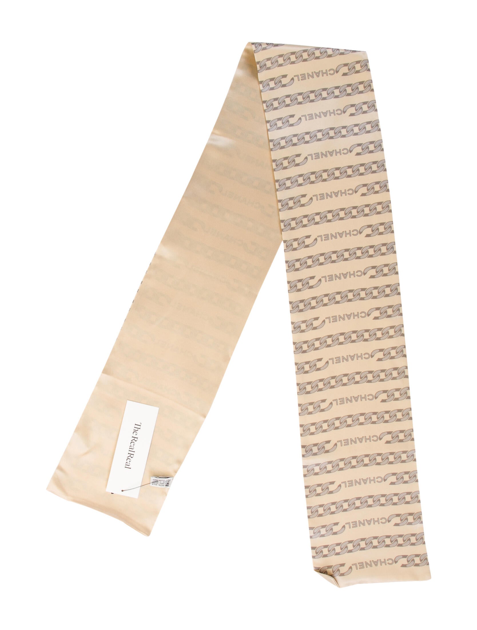 Chanel Silk Chain-Link Accent Scarf