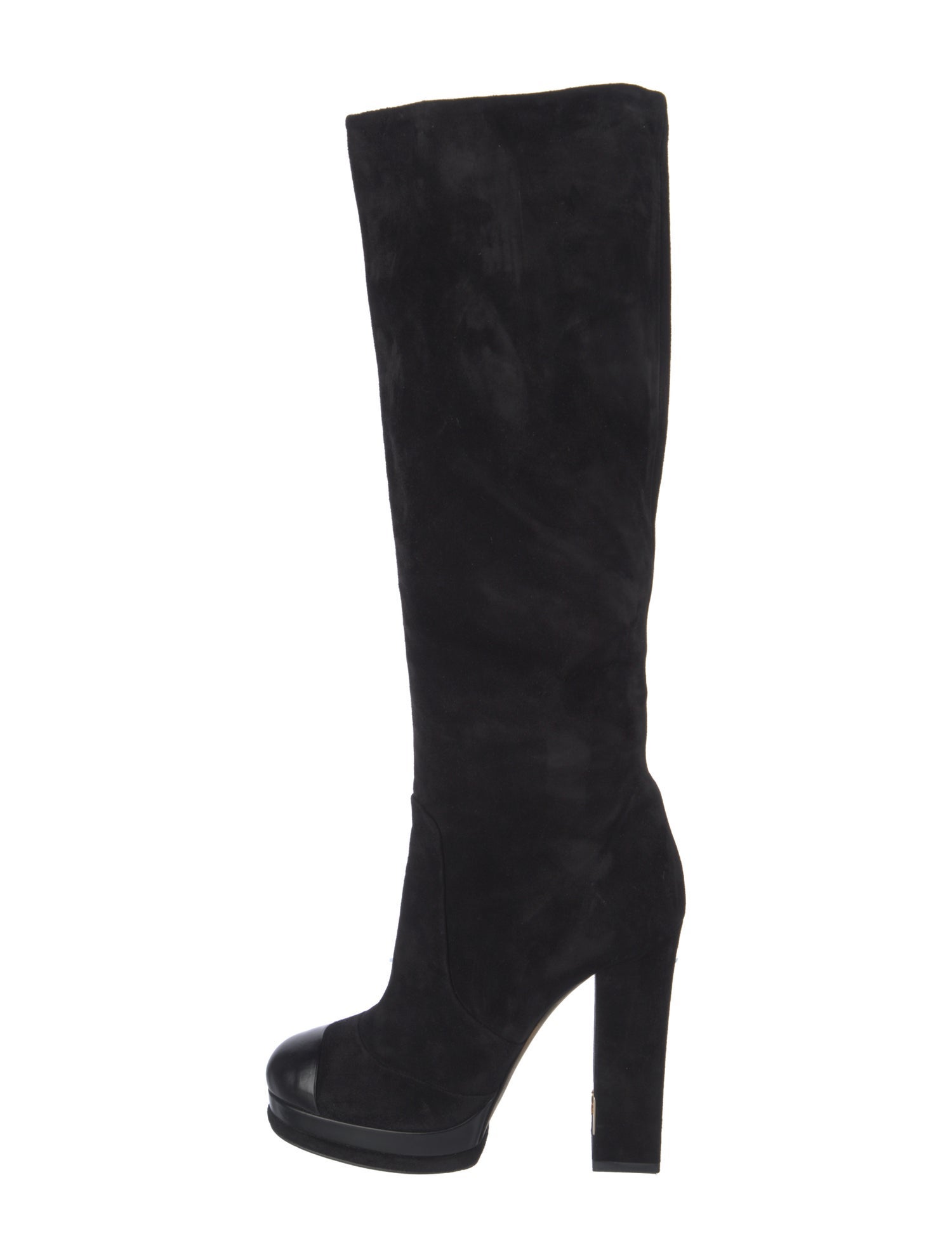 Chanel Interlocking CC Logo Suede Boots