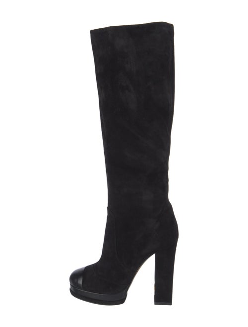 Chanel Interlocking CC Logo Suede Boots