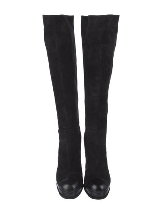 Chanel Interlocking CC Logo Suede Boots