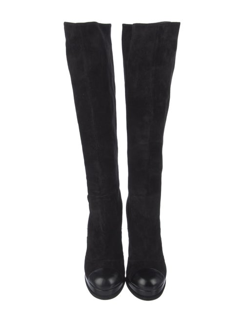 Chanel Interlocking CC Logo Suede Boots