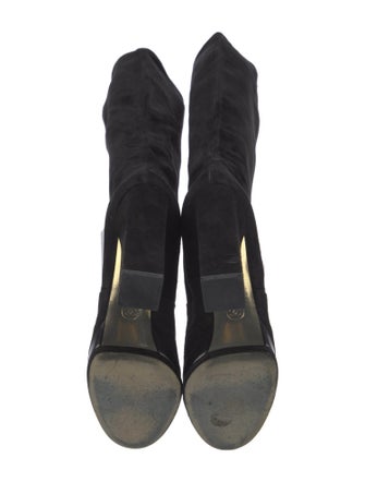 Chanel Interlocking CC Logo Suede Boots