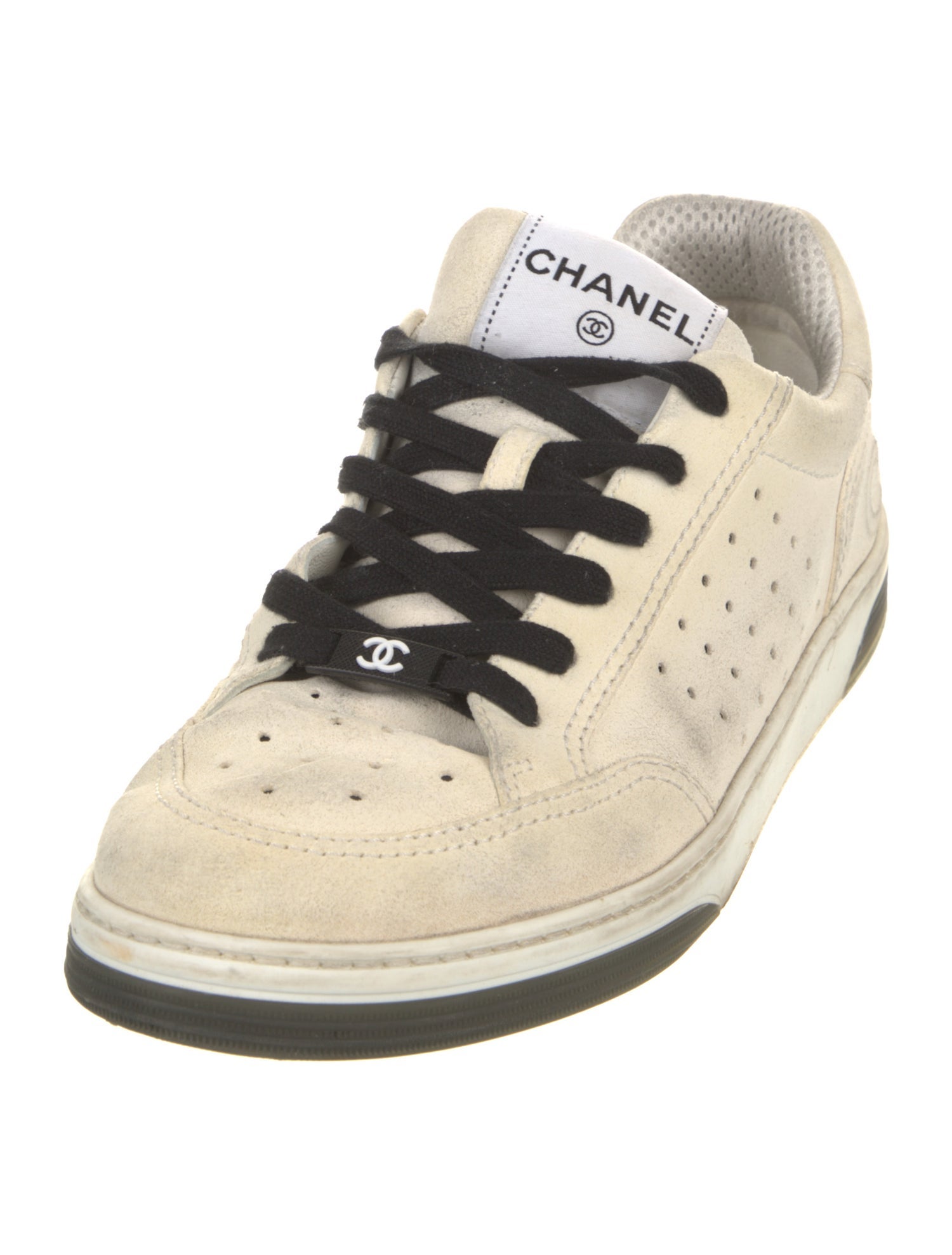 Chanel Interlocking CC Logo Suede Sneakers