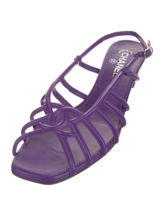 Chanel Interlocking CC Logo Leather Slingback Sandals