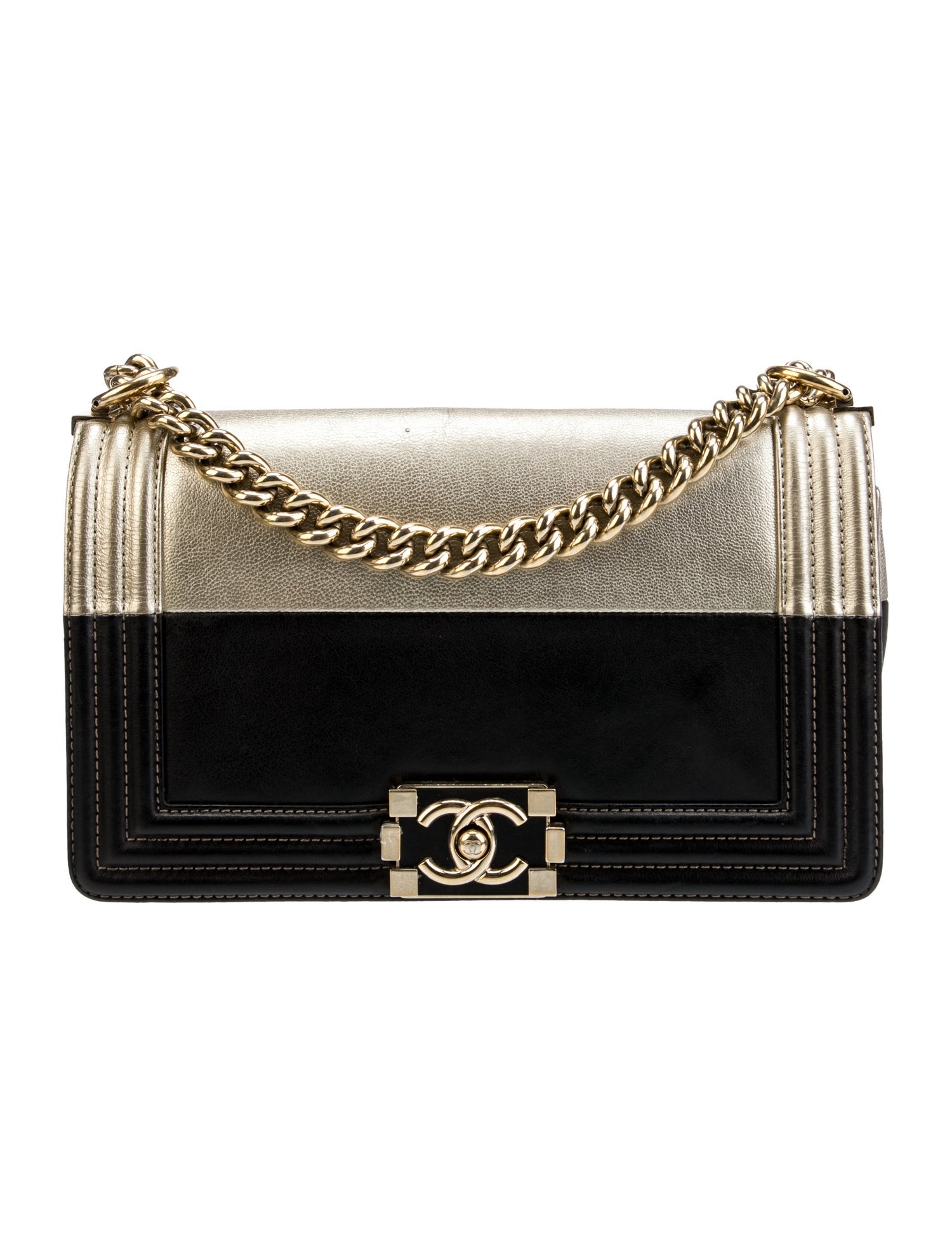 Chanel Bicolor Leather Medium Boy Bag